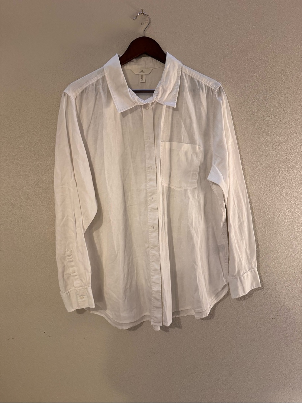 H&M White Men's Long-Sleeve Button-Down Shirt